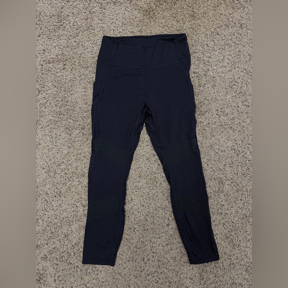 Fabletics Black Moto Style Leggings with Pockets